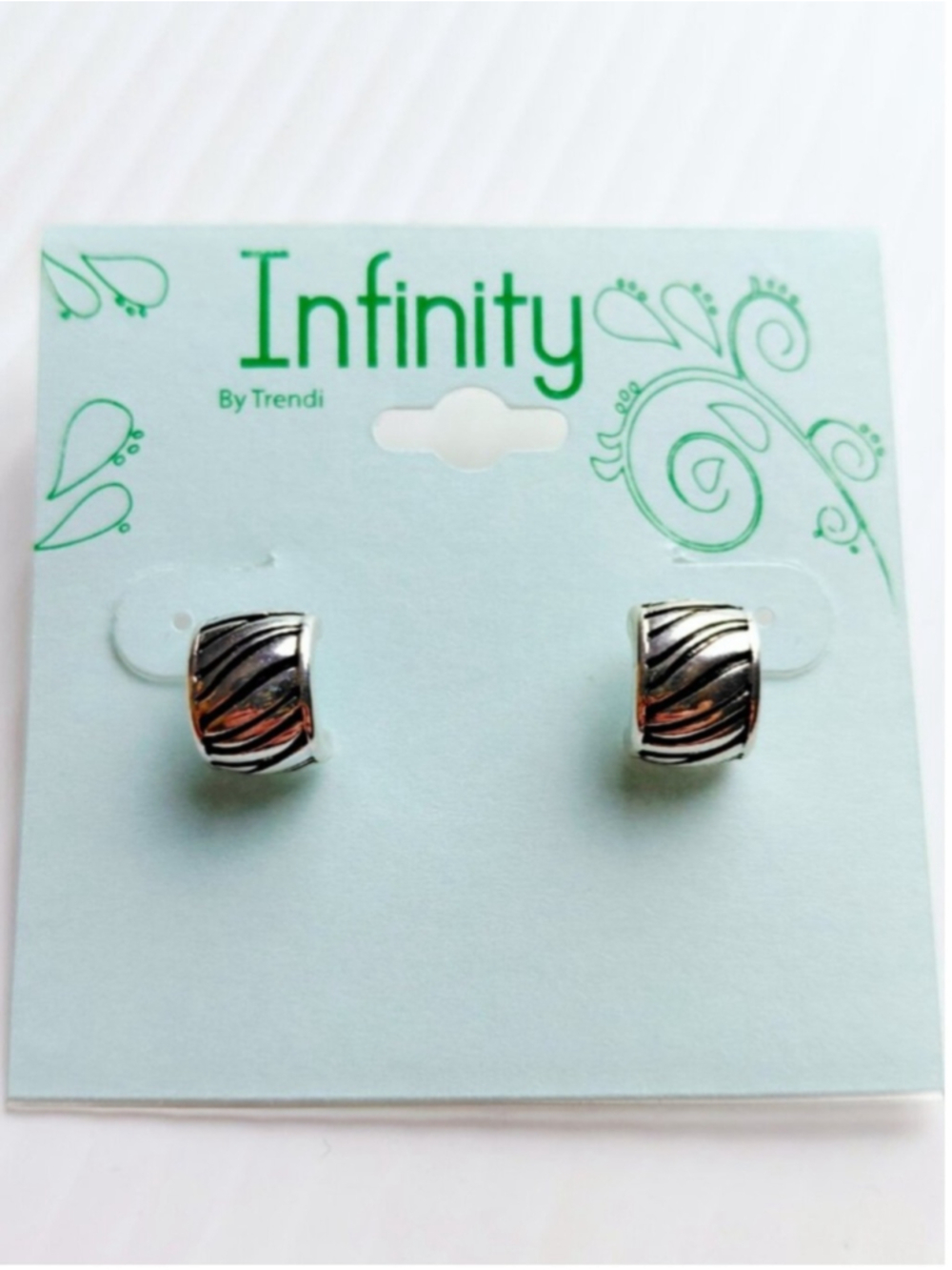 Infinity by Trendi Silver Tone Textured Open Hoop Post Earrings Fashion Jewelry